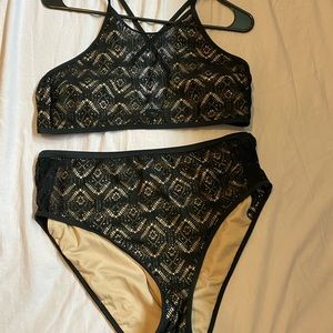 High Waist Black Lace Bikini